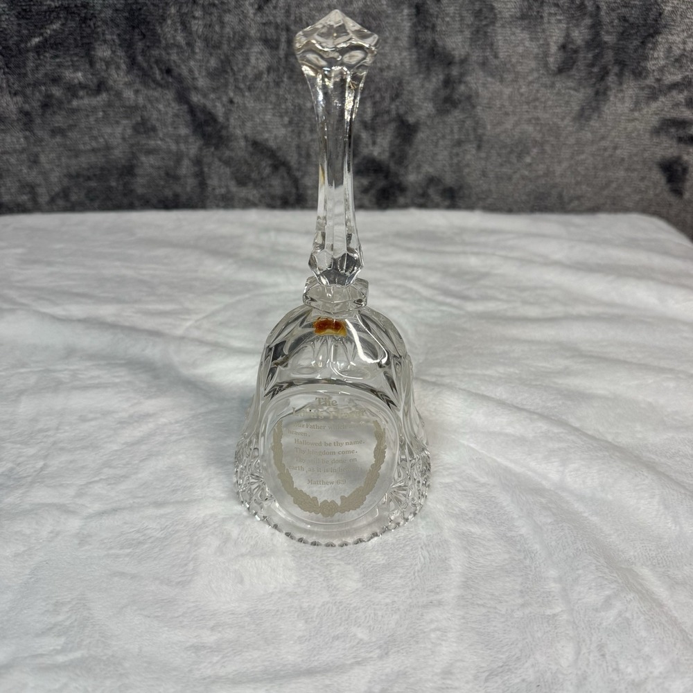 Artmark 24% Lead Crystal Dinner Bell 1986 The Lord's Prayer & Praying Hands